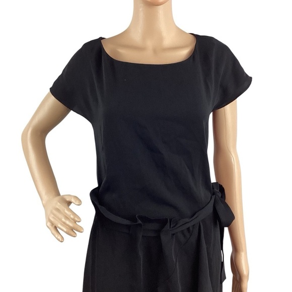 Laundry by Shelli Segal Black High-Low Ruffle Hem Belted Dress Size 4 - Picture 2 of 7